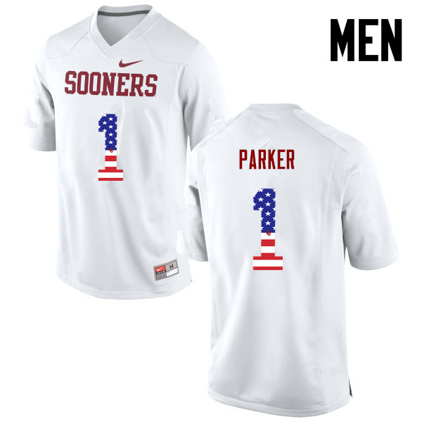 Men Oklahoma Sooners #1 Jordan Parker College Football USA Flag Fashion Jerseys-White